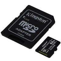 Kingston Canvas Select Plus 64GB Micro SD UHS-I flash card with adapter, compact and lightweight design.