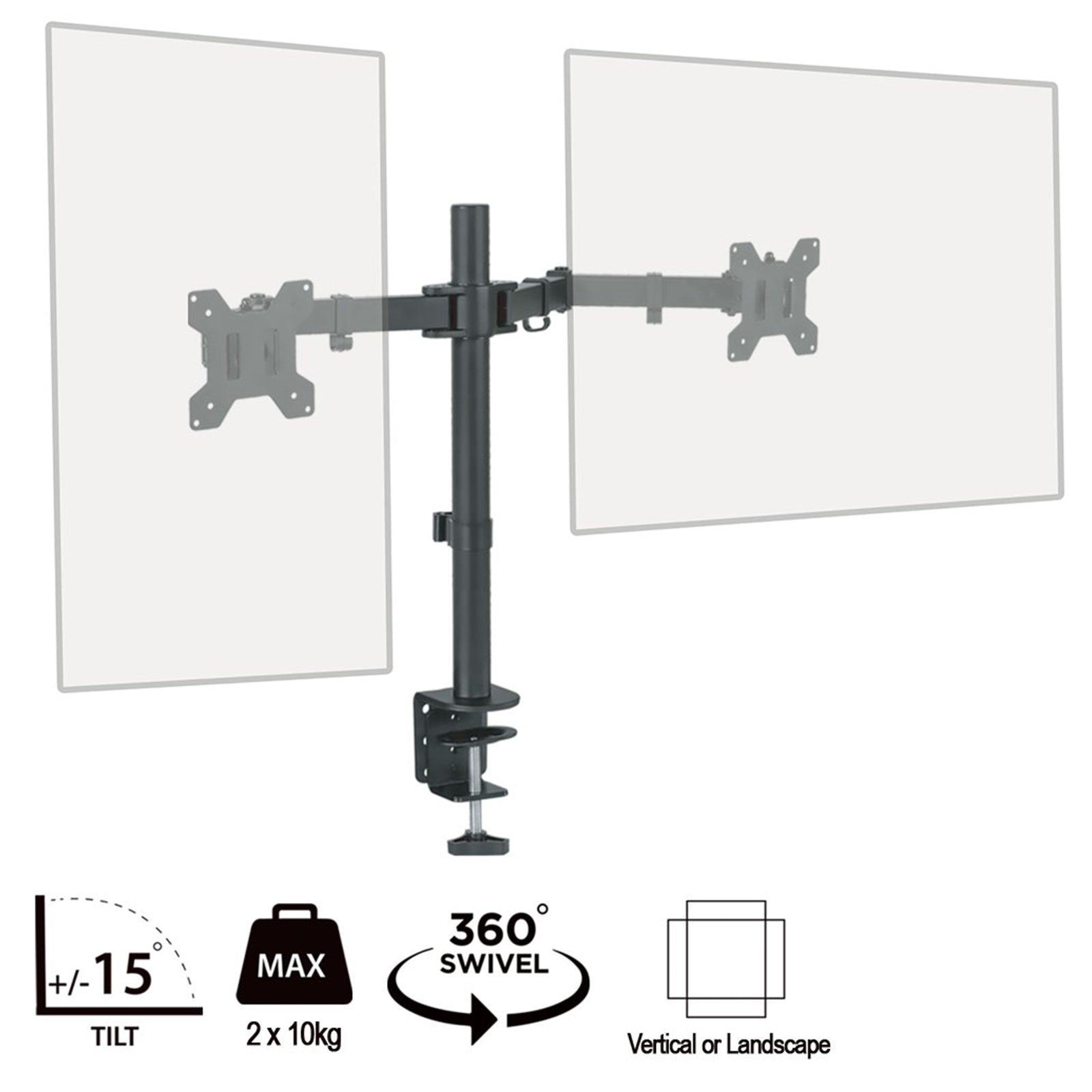 piXL Dual Monitor Arm - Steel Desk Mount, 2x 27