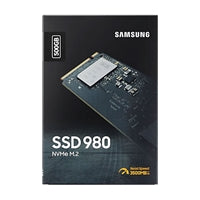SAMSUNG 980 500GB NVMe M.2 SSD, PCIe Gen3, 3100MB/s read, 2600MB/s write, sleek black design