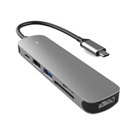 Prevo C605A USB-C Hub 6-in-1 Aluminum Docking Station 4K HDMI 60W PD