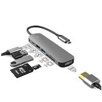 Prevo C605A USB-C Hub 6-in-1 Aluminum Docking Station 4K HDMI 60W PD