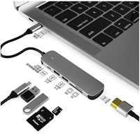 Prevo C605A USB-C Hub 6-in-1 Aluminum Docking Station 4K HDMI 60W PD