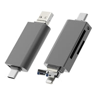 Prevo CR312 3-in-1 Card Reader - USB 2.0/Type-C/Lightning - Black