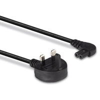 Lindy 0.5m Right Angle IEC C7 Power Cable - UK Plug Black 3A
