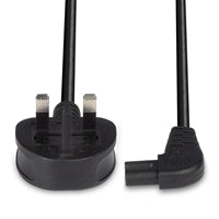 Lindy 0.5m Right Angle IEC C7 Power Cable - UK Plug Black 3A