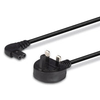Lindy 0.5m Right Angle IEC C7 Power Cable - UK Plug Black 3A