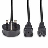 Lindy 2.5m UK Mains Splitter Cable IEC C13 C5 10A Black
