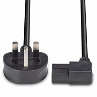 Lindy 1m UK Plug to Right Angle IEC C13 Power Cable - 5A Fused