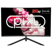 PIXL 27-inch curved gaming monitor, 165Hz, 1080p FHD, HDR, black design with vibrant colors