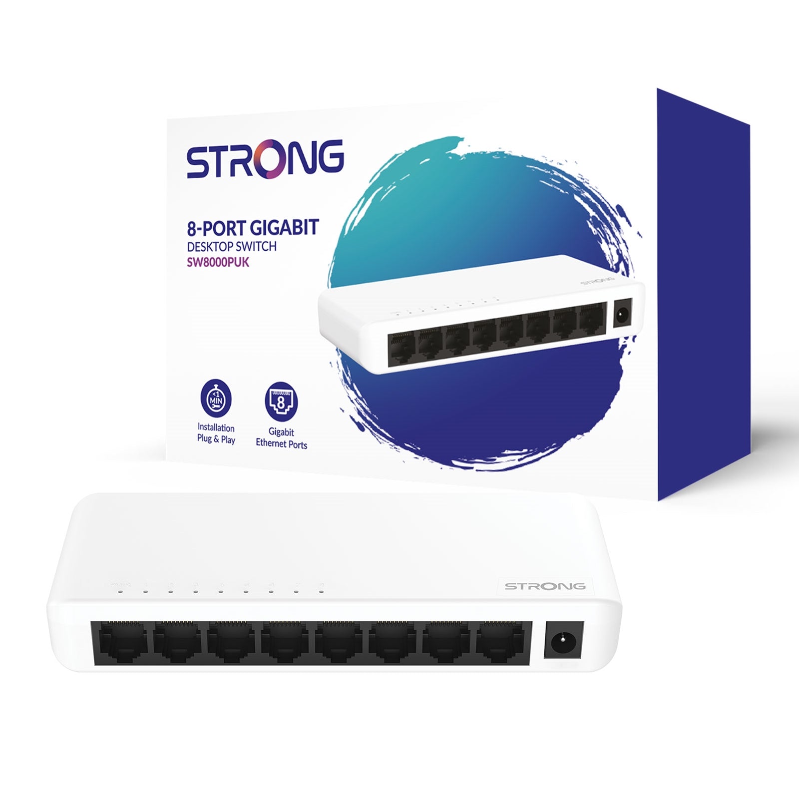 Strong SW8000PUK 8 Port Gigabit Switch - Unmanaged Fanless