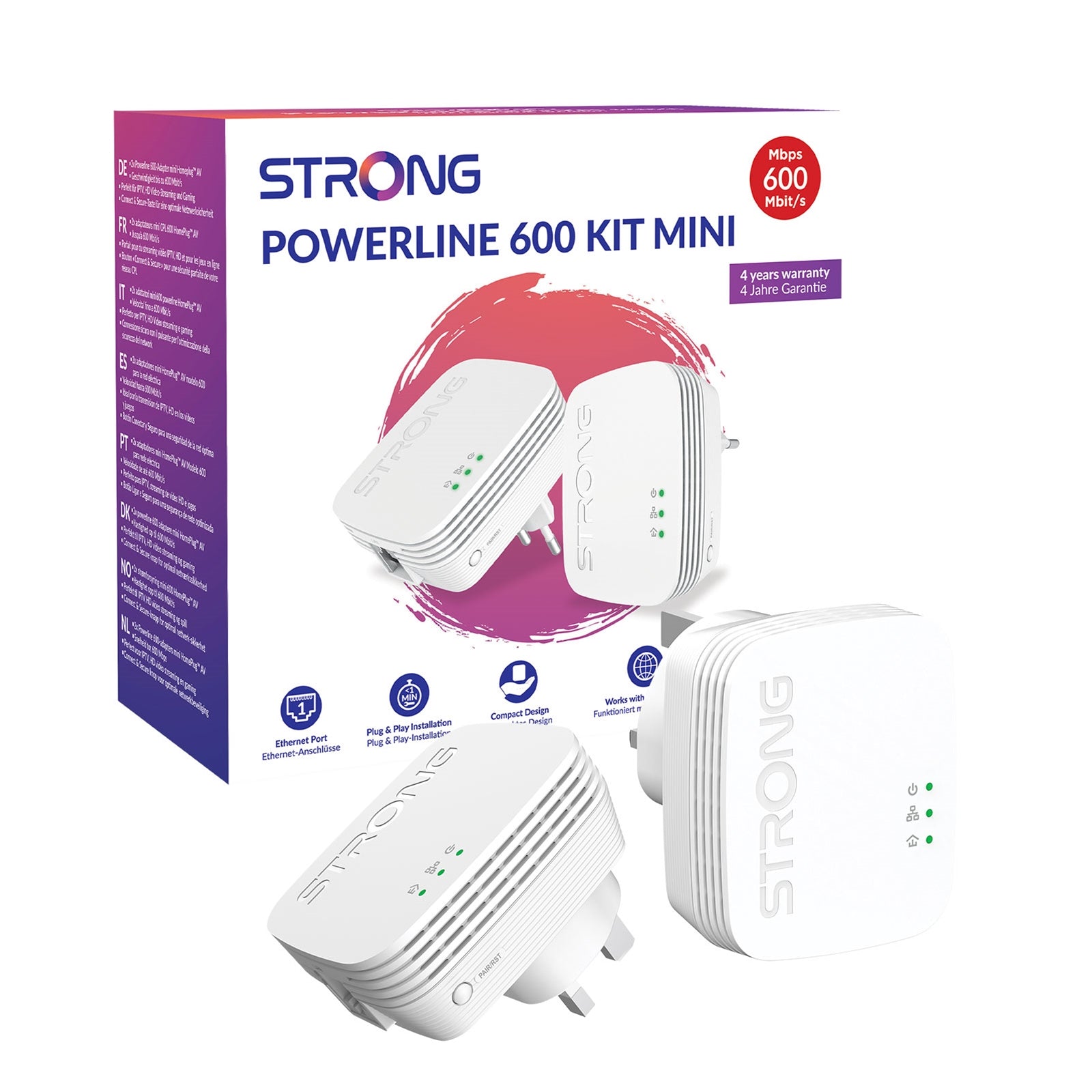 STRONG AV600 Mini Powerline Adapter Kit - 600Mbps (2 Pack)