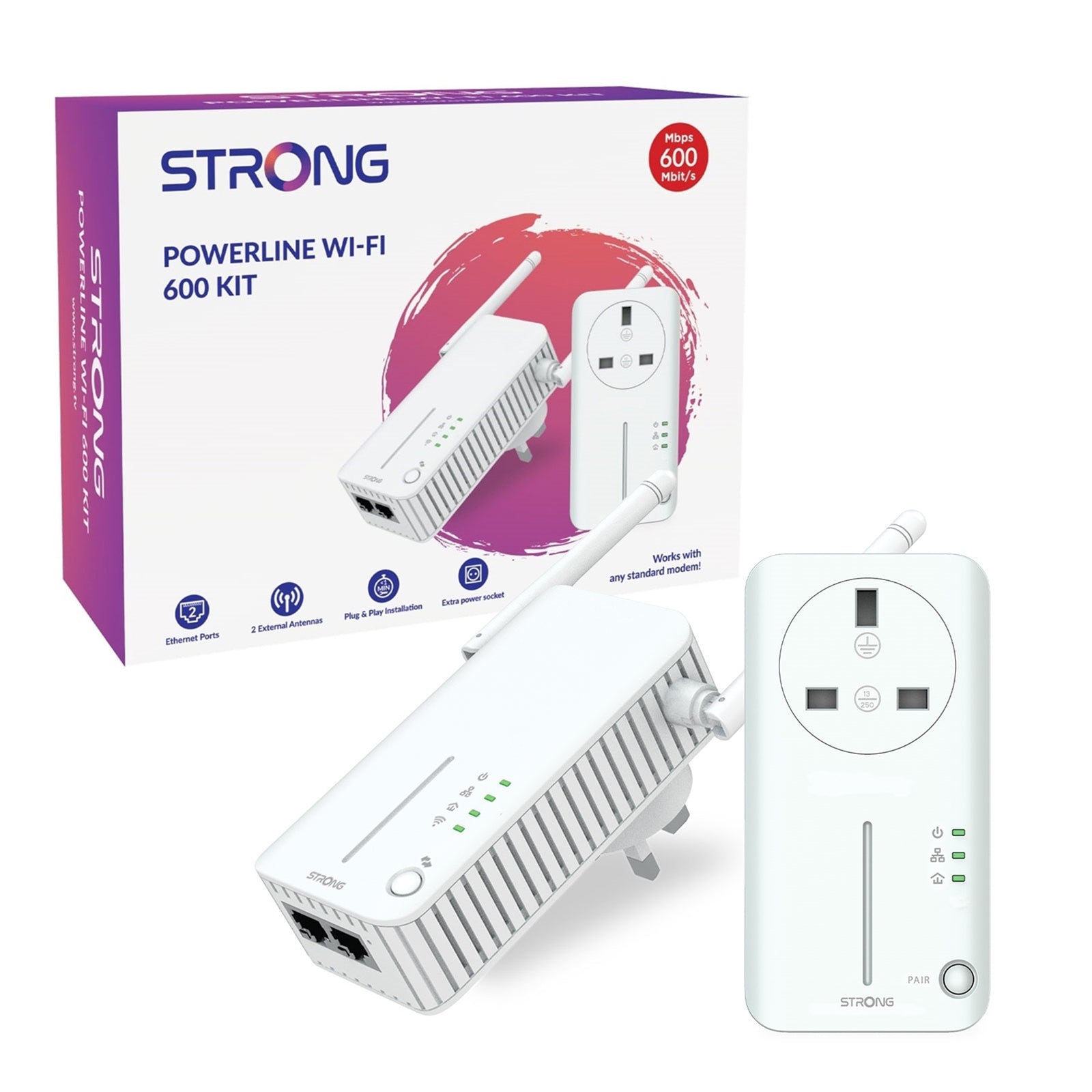 STRONG AV600 Powerline WiFi Extender Kit - Passthrough 600Mbps