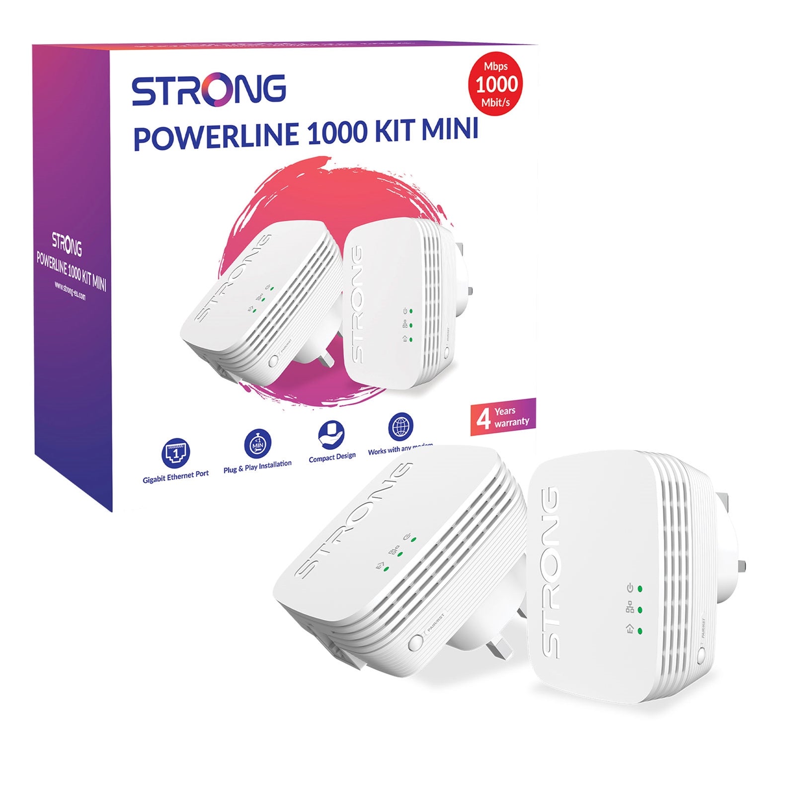 STRONG AV1000 Gigabit Powerline Adapter Kit - 1000Mbps (2 Pack)