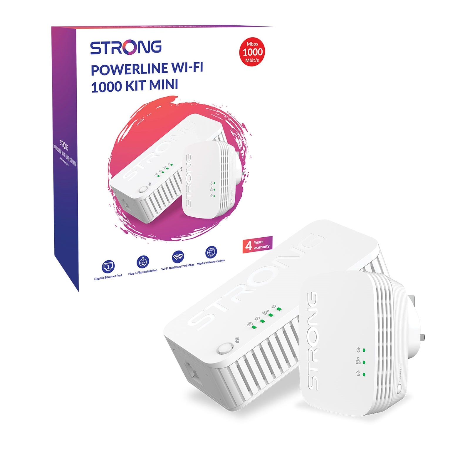Strong AV1000 Powerline WiFi Kit - 1000Mbps Dual Band Extender (2 Pack)