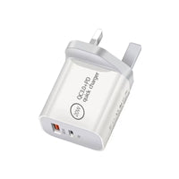 Prevo QC70 20W Dual Port USB-C Fast Charger PD 3.0 QC 3.0 UK
