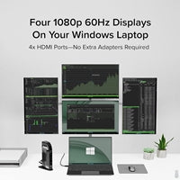 Plugable UD-3900C4 USB-C Quad HDMI Docking Station 96W PD 14-Port