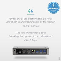 Plugable TBT3-UDZ Thunderbolt 3 Dock 100W PD Dual 4K 14-Port