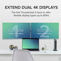 Plugable TBT3-UDZ Thunderbolt 3 Dock 100W PD Dual 4K 14-Port
