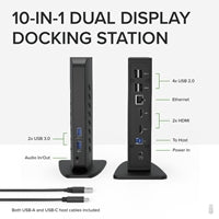 Plugable UD-3900Z USB-C Dual HDMI Docking Station - 10-Port DisplayLink
