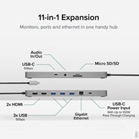 Plugable 11-in-1 Aluminum USB-C Docking Station Dual 4K HDMI 100W PD