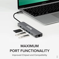 Plugable Aluminum 7-in-1 USB-C Hub - 4K HDMI, Gigabit Ethernet, 100W PD
