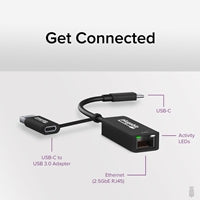 Plugable 2.5GbE USB-C/USB-A Ethernet Adapter - Dual Cable