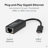 Plugable USB-C to Gigabit Ethernet Adapter - 1000Mbps AX88179A