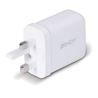 LINDY 65W GaN USB-C Charger - Compact Folding UK Plug PD 3.0