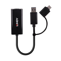 Lindy USB 3.2 Gigabit Ethernet Adapter - Dual USB-A/C Bus-Powered