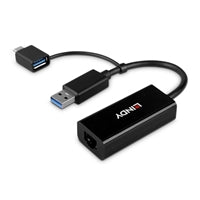 Lindy USB 3.2 Gigabit Ethernet Adapter - Dual USB-A/C Bus-Powered