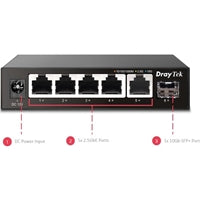 DrayTek VigorSwitch Q60x 2.5G 5-Port Fanless Switch SFP+ 10GbE