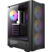 Antec VX310 ARGB Mid-Tower Case - Mesh Front, 4x120mm Fans, TG