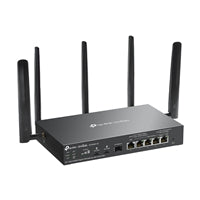 TP-Link Omada ER706WP-4G 4G+ Cat6 AX3000 Gigabit VPN Gateway with 4-Port PoE and four antennas.