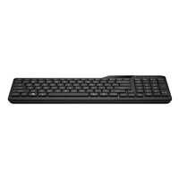 HP 475 dual-mode wireless keyboard in black, QWERTY UK layout, pairs with 3 devices, features 12 programmable keys.