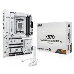 Asus X870 MAX GAMING WIFI7 W, AMD X870, AM5, ATX, 4 DDR5, HDMI, 2 USB4, Wi-Fi 7, 2.5G LAN, 3x M.2, White