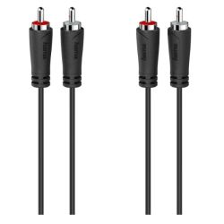 Hama 3m RCA audio cable with 2x RCA plugs on each end, in damaged box packaging.