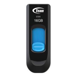 Team C141 16GB USB 2.0 Flash Drive - Ultra-Thin Retractable Blue