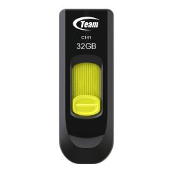 Team C141 32GB USB 2.0 Flash Drive - Yellow Ultra-Thin 9.5mm