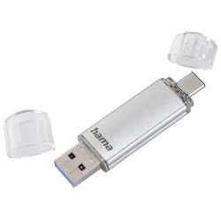 Hama C-Laeta 256GB Dual USB-C/USB-A Flash Drive - Aluminum, 70MB/s