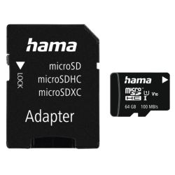 Hama 64GB MicroSDXC Card Class 10 UHS-I 100MB/s + SD Adapter