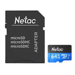 Netac P500 64GB MicroSDXC Card - Waterproof, UHS-I, 90MB/s