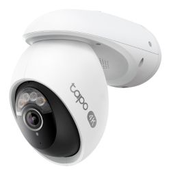 TP-LINK TAPO C560WS 4K outdoor pan/tilt security camera with Wi-Fi 6, colour night vision, and dual-band features.