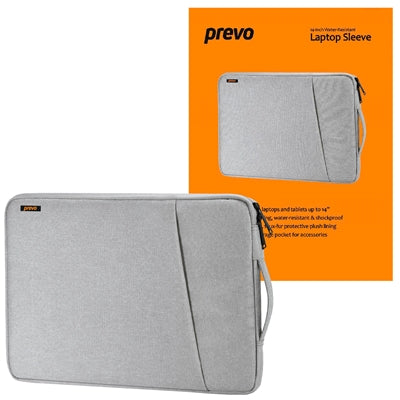 Prevo 14 Inch Laptop Sleeve - Water-Resistant Polyester, Grey