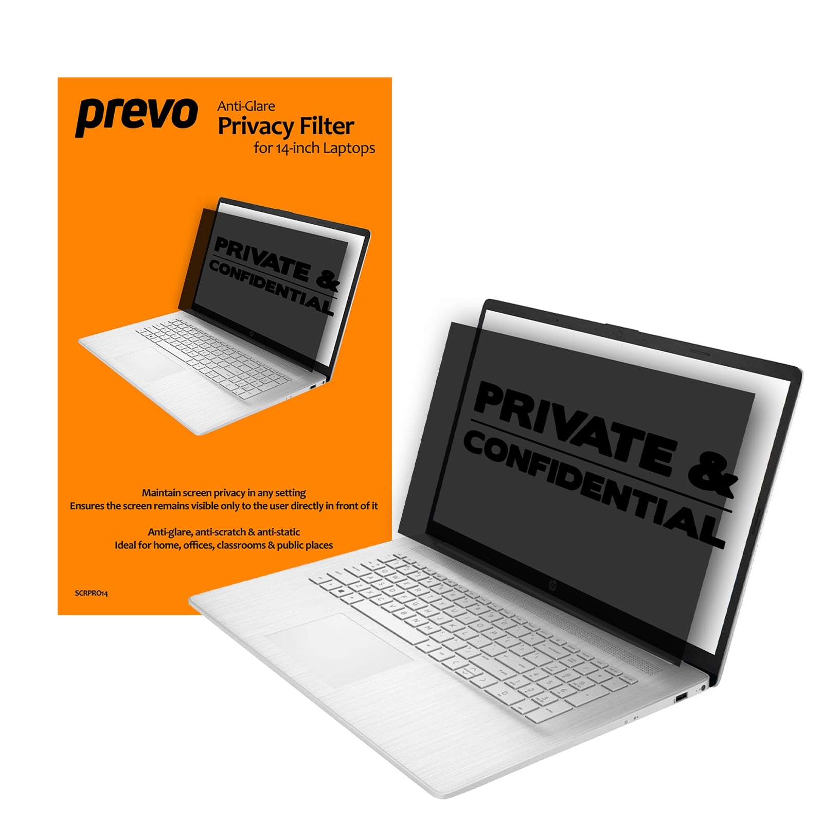 Prevo 14-Inch Laptop Privacy Screen Filter - Anti-Glare, 60° Viewing