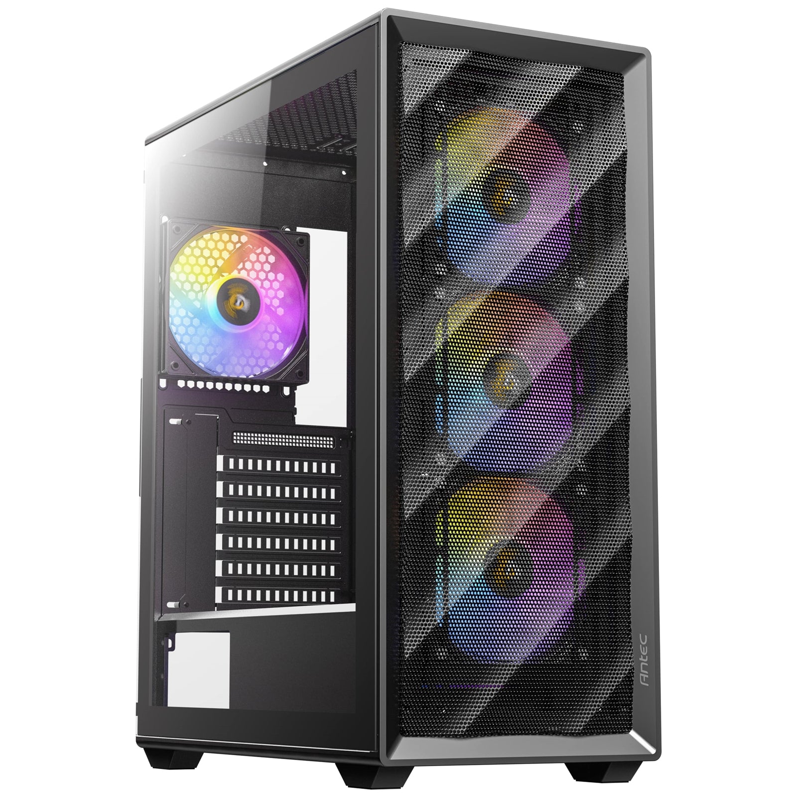 ANTEC AX85 ARGB Mid Tower Case - Black Steel, Tempered Glass, Mesh Front
