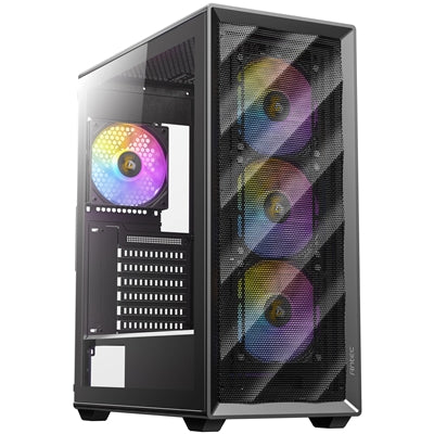 ANTEC AX85 ARGB Mid Tower Case - Black Steel, Tempered Glass, Mesh Front