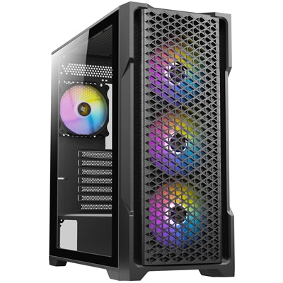 ANTEC AX90 Mid Tower Gaming Case - Black Steel, Tempered Glass, 4x ARGB Fans