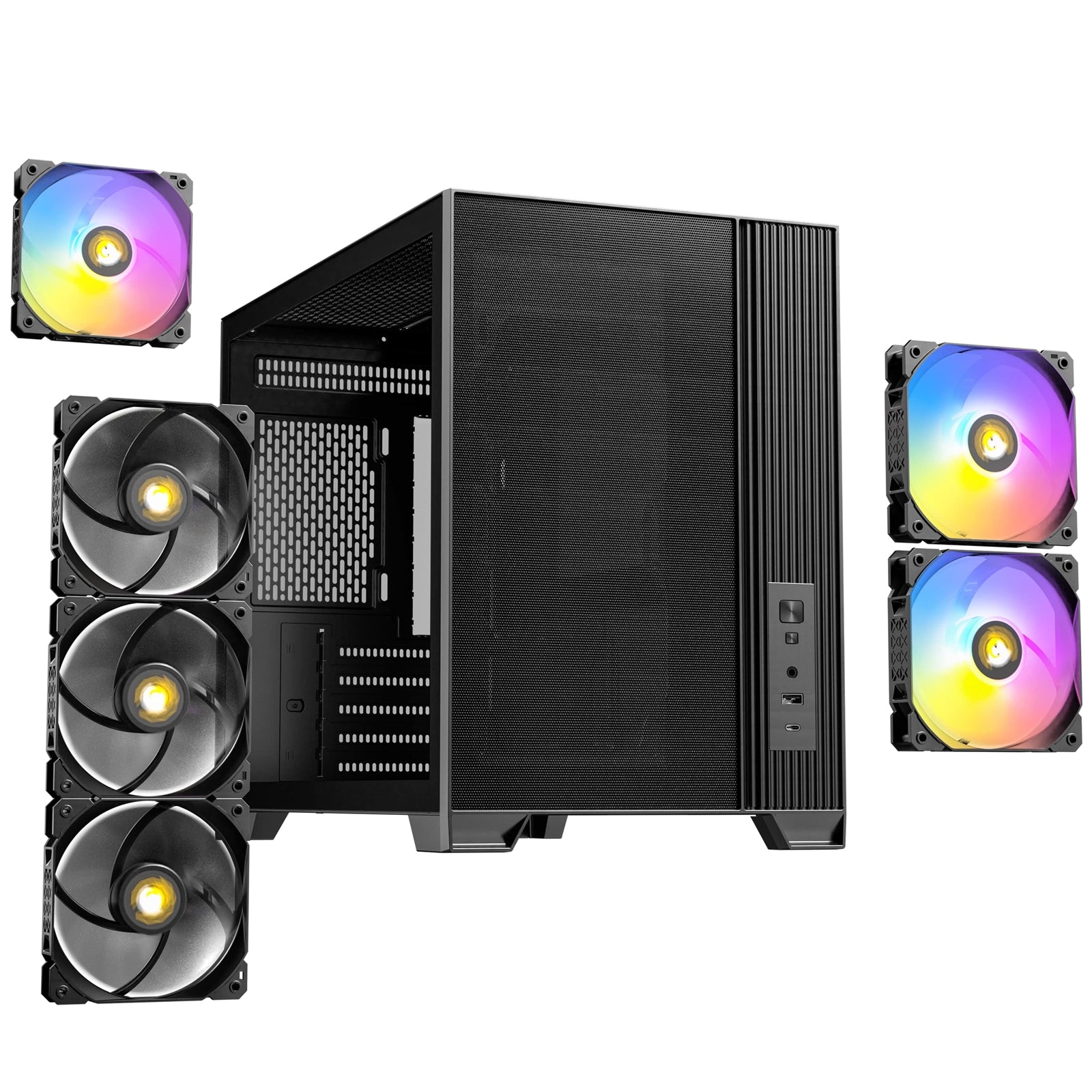 Antec FLUX M Micro-ATX Mini Tower Case - 6 ARGB PWM Fans, USB-C