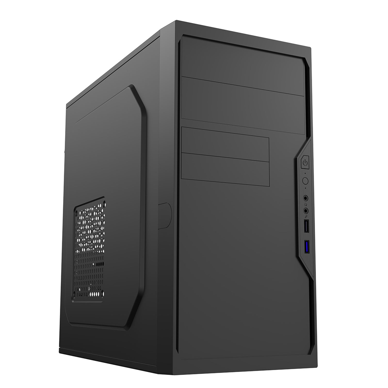 CiT Work Micro-ATX Steel Case - USB 3.0, 120mm Fan, Black
