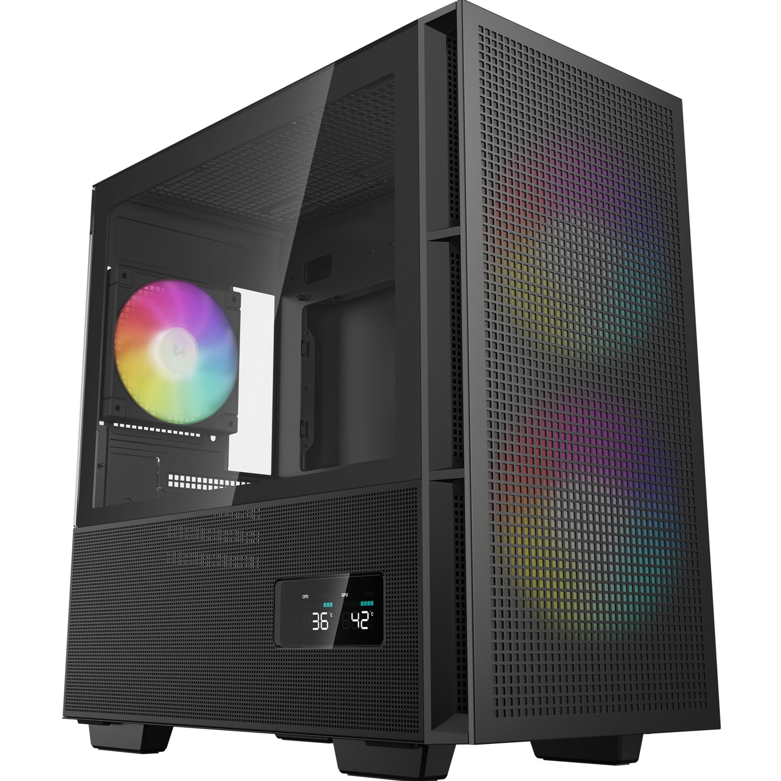 DeepCool CH360 Digital Mid Tower Case - Black Hybrid Glass, 360mm AIO